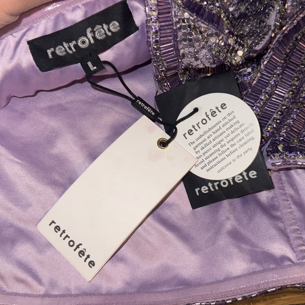 RETROFRETE Lilac Sequin Party Mini Dress - Picture 9 of 15